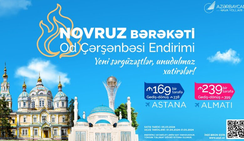 AZAL, Almatı ve Astana'ya uçak biletlerinde indirim sunuyor