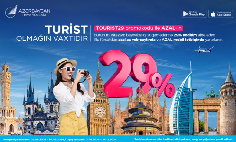 AZAL Turizm İşçiləri Günü münasibəti ilə beynəlxalq reyslərə 29% endirim təklif edir